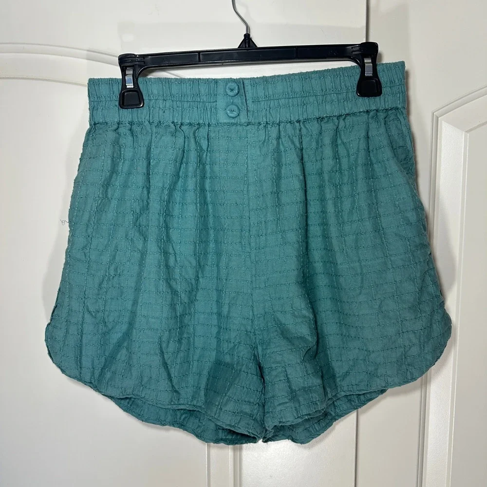 NWT MIRTH Field Top & Shorts Set Womens Small Teal Stitch Cotton Handmade Boho - Picture 8 of 11